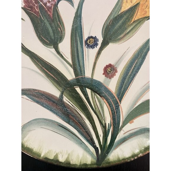 Vtg Decorative Plates Italy Hand Painted Floral Set of 2 10" & 7 " Wall Hangings - Picture 5 of 15